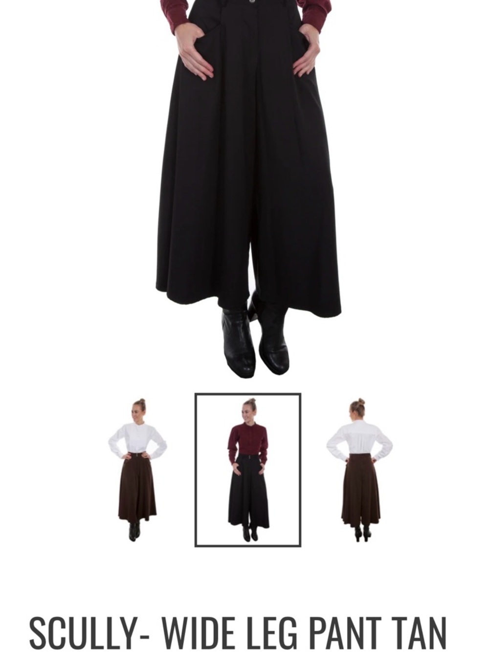 Scully A-Line Wide-Leg Skirted Pant — Black
